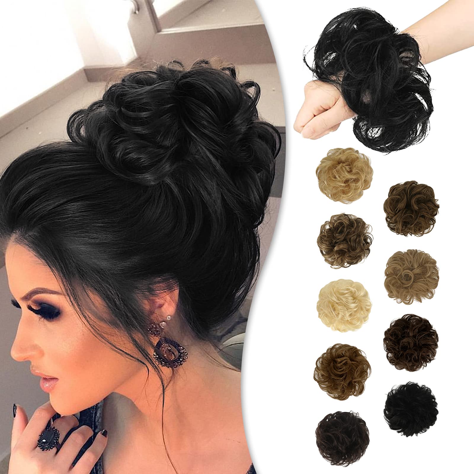 RUWISS Messy Bun Hair Piece 100 Human Hair Messy Rose Bun Hair Buns