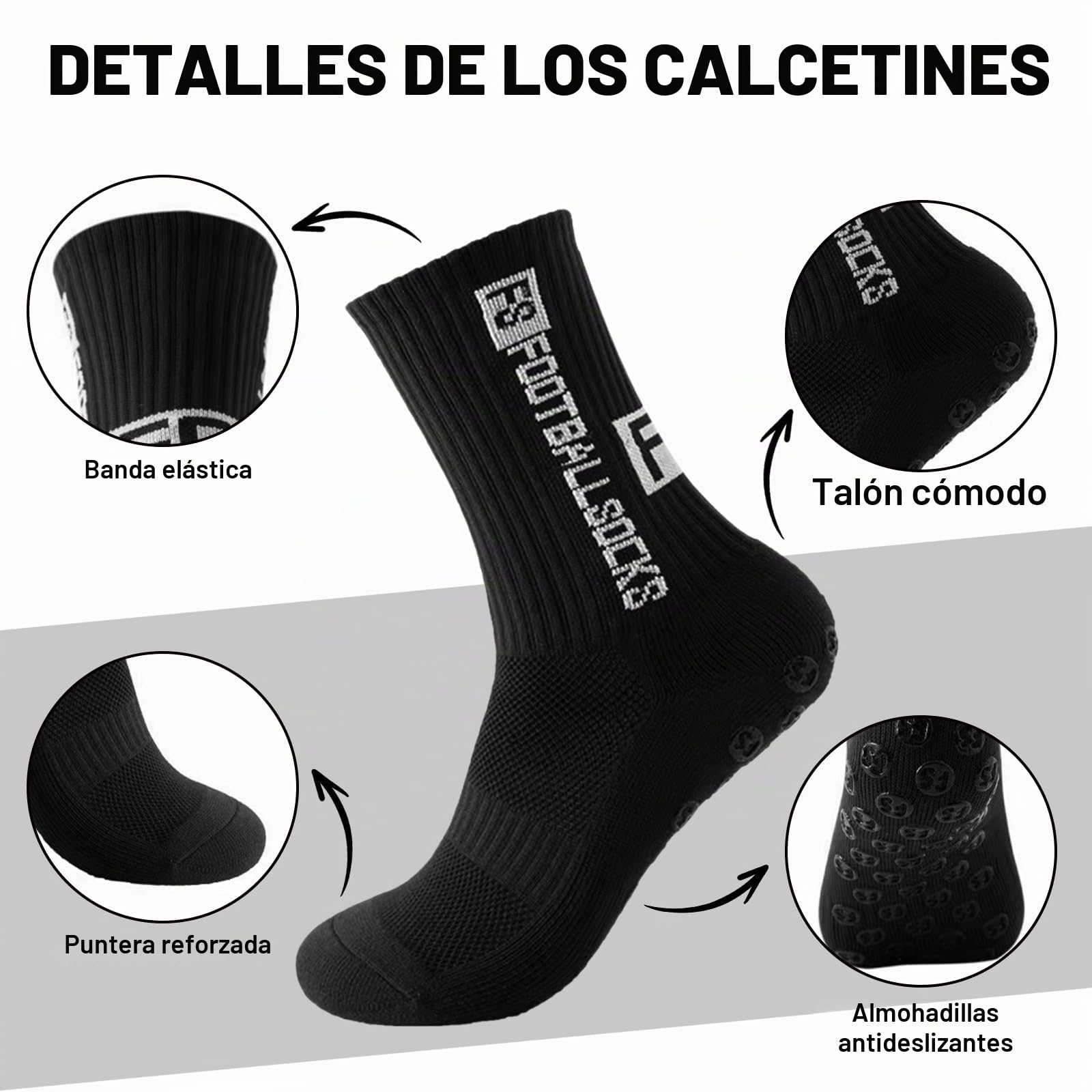 3 Pares de Calcetines de Fútbol Antideslizantes- Para Hombre y Mujer - Calcetines Deportivos para Fútbol, Running y Entrenamiento