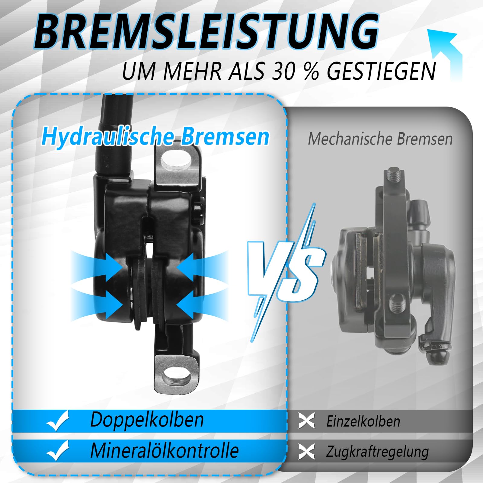 MTB-Hydraulik-Scheibenbremsensatz,vorne 800 mm,hinten 1500 mm,Bremsensatz aus Aluminiumlegierung, 2-Kolben-Bremssättel mit is/PM-Universaladapter / 160-mm-Bremsscheibe,für Mountainbikes