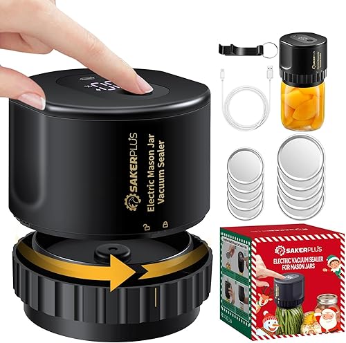 Sellador al vacío eléctrico para tarros Mason, sellador al vacío para tarros Mason de boca ancha y boca regular, carga tipo C y pantalla LED para