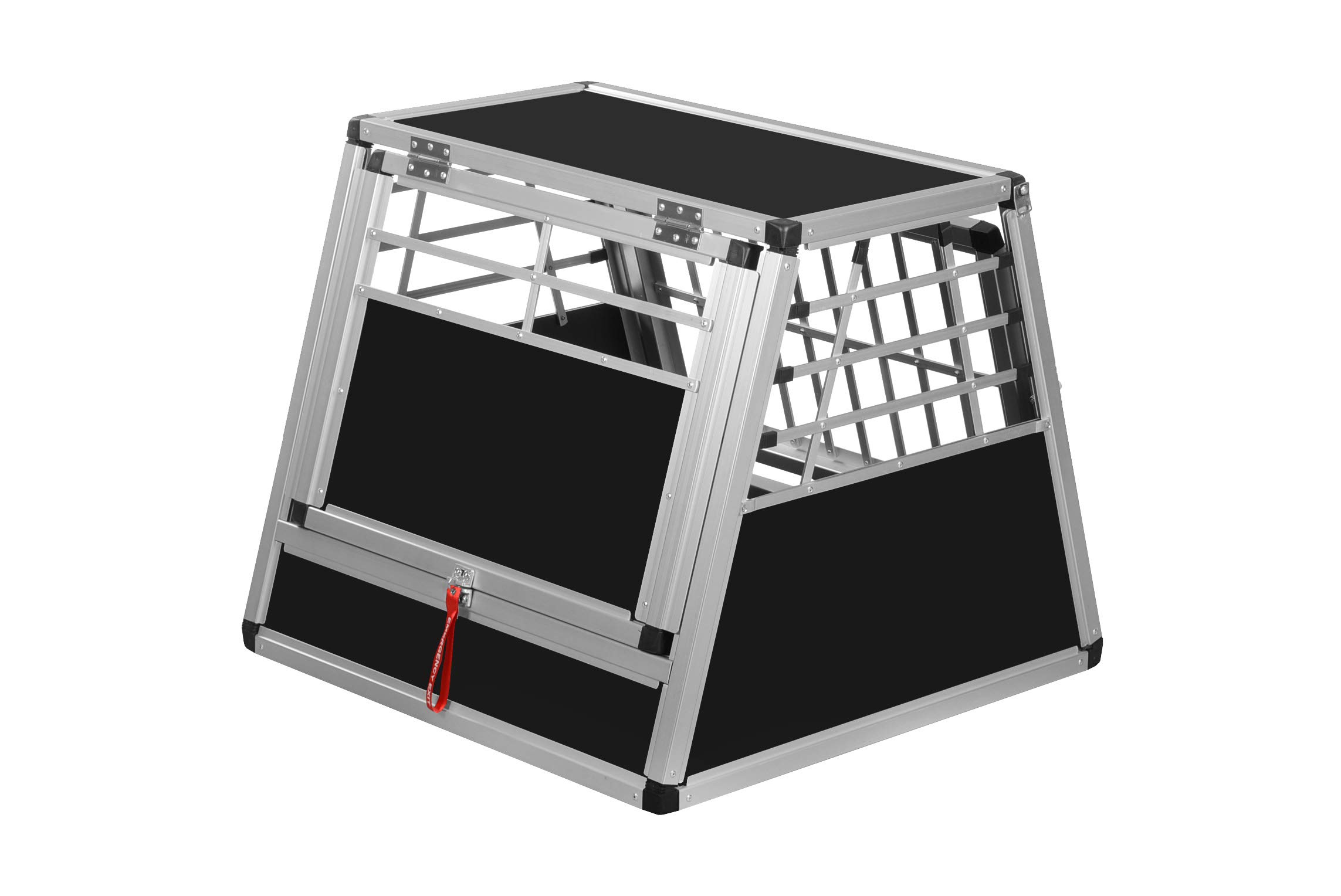 ALPUNA Transportbox N19 – Aluminium Hundebox 72×72×62 cm – Auto Hundebox mit Notausstieg, sicherer Hundetransport im Kofferraum