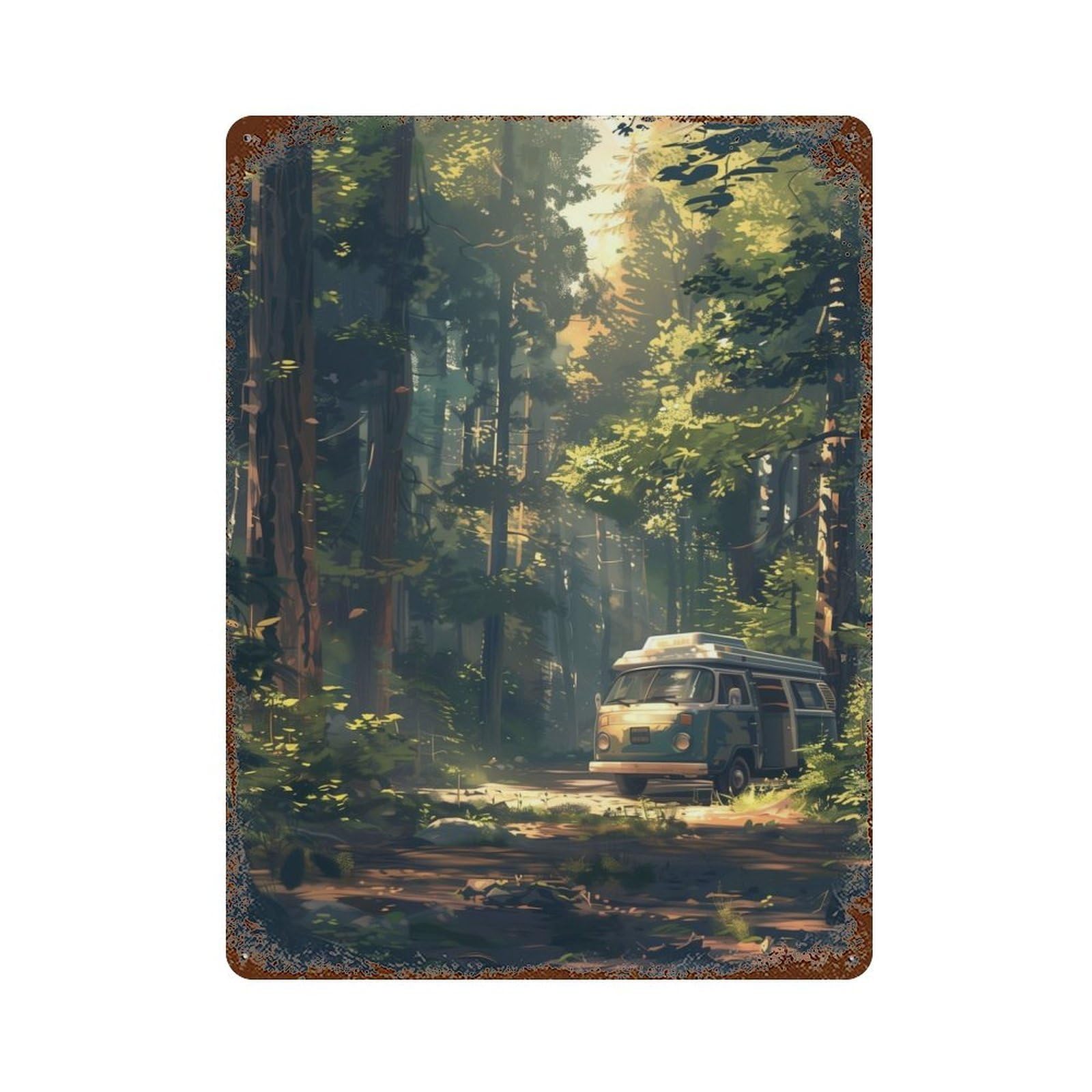 Garage Style Forest Harmony Weathered Tin Sign 15.7"x11.8", Classic Wall Plaque for Bar And Workshop