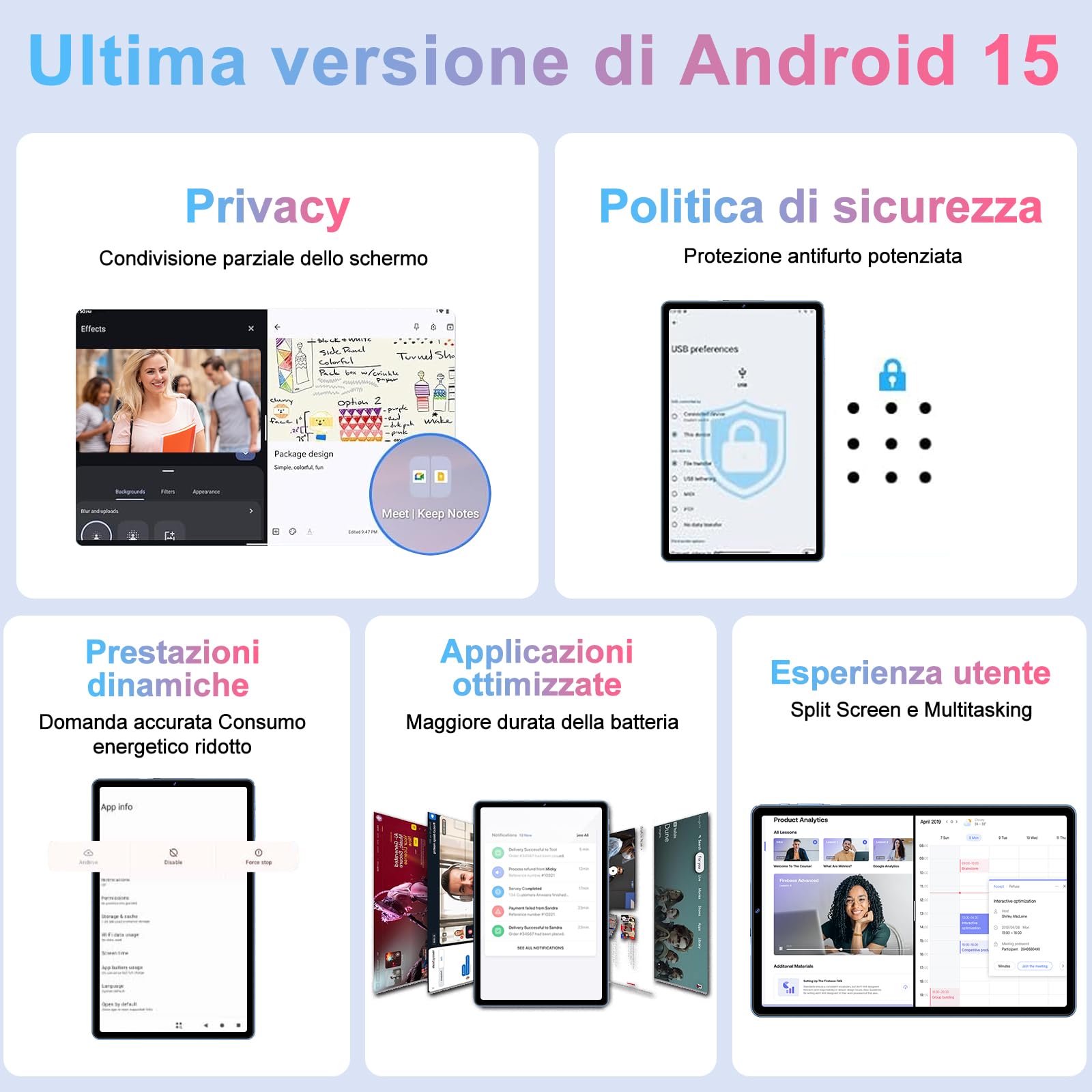 Biegedy Tablet 10 Pollici Android 15, Tablets 20GB RAM+128GB ROM (2TB TF), Octa-Core, Tablets 5G+2.4G WiFi 6, Widevine L1, GMS, Bluetooth 5.0, 6000mAh, 5+8MP, Tablet 2 in 1 Tastiera + Mouse - Blu