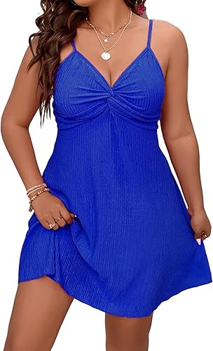 SHENHE Mini vestido skater acampanado sin mangas para mujer