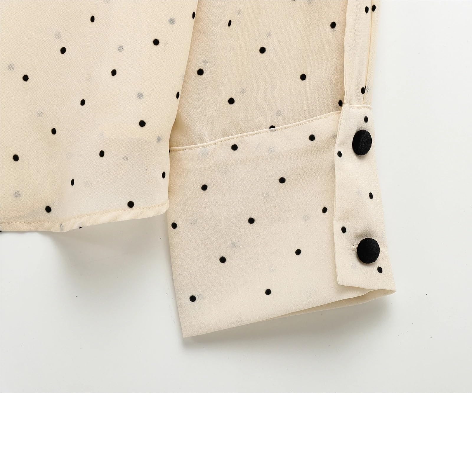 Camicie A Pois da Donna Camicia Elegante con Fiocco da Donna, con Risvolto e Bottoni, a Pois, alla Moda, Semplice e Dolce, for la Primavera e L'Estate.