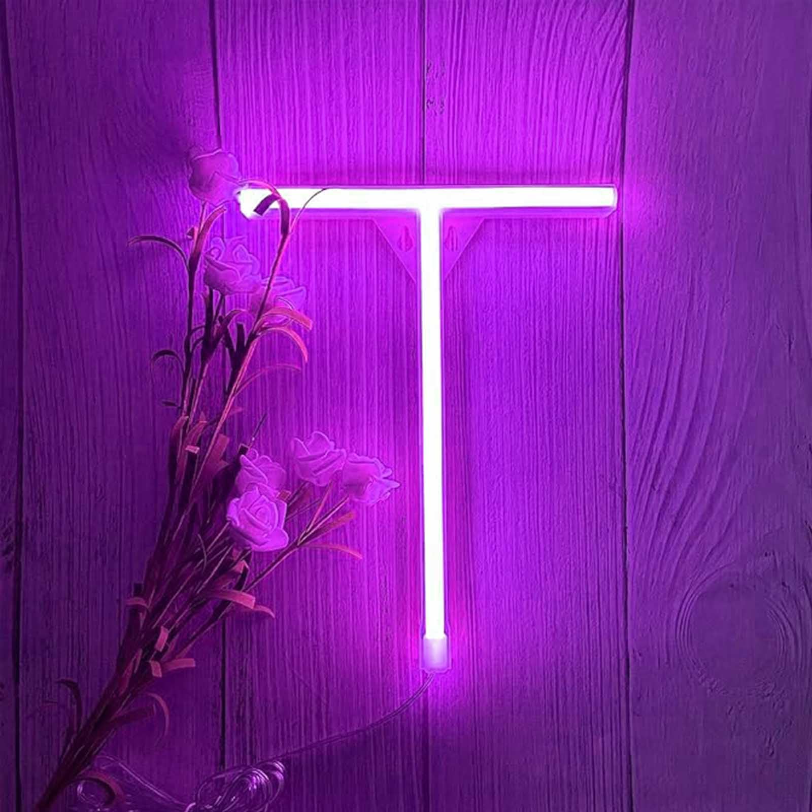 Purple Neon Light for Home & Party - Dual Power USB/3AA Battery Custom Text Signs for Bedrooms Bars Photo Studios Holiday Events and Cafe Wall Decoration（Letters T） — image 1