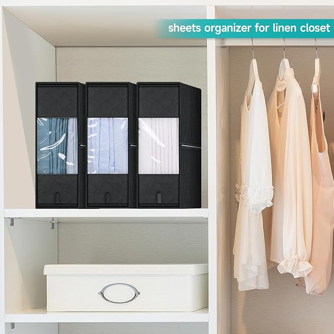 Folding Bedding Sheet Set Organizer and Storage, 3 Pack King Size