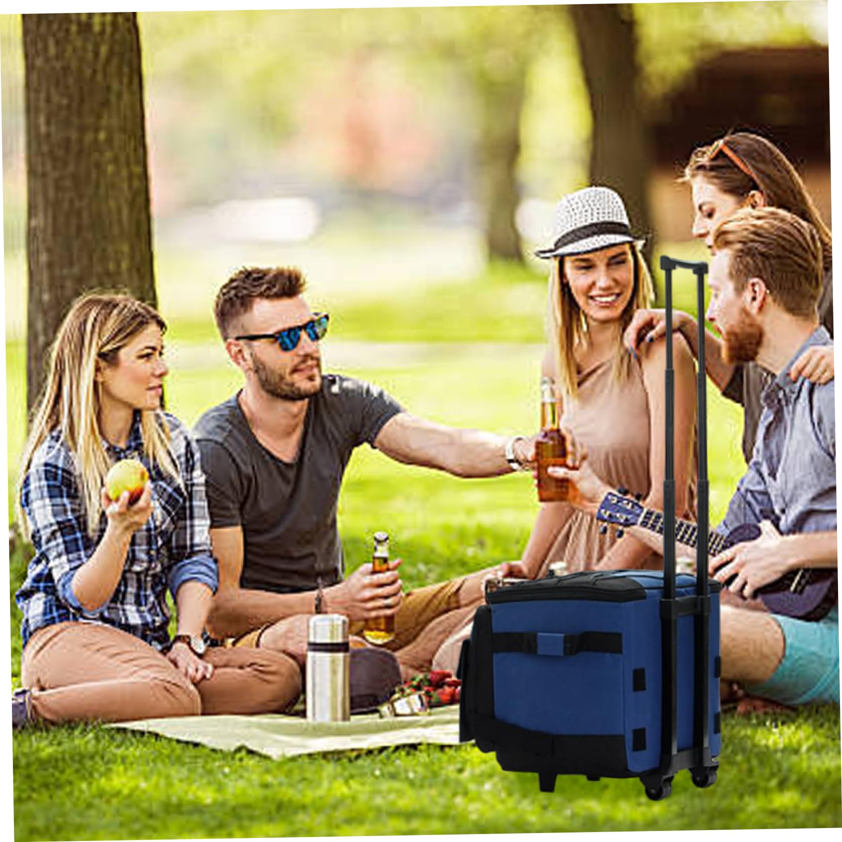 Borsa frigo con Ruote e Maniglia, 38 Litri, Impermeabile, silenziosa, Pieghevole, con Chiusura a Cerniera, Borsa Termica per Spiaggia, Campeggio, Viaggi, Picnic, Esterno, frigo su Ruote
