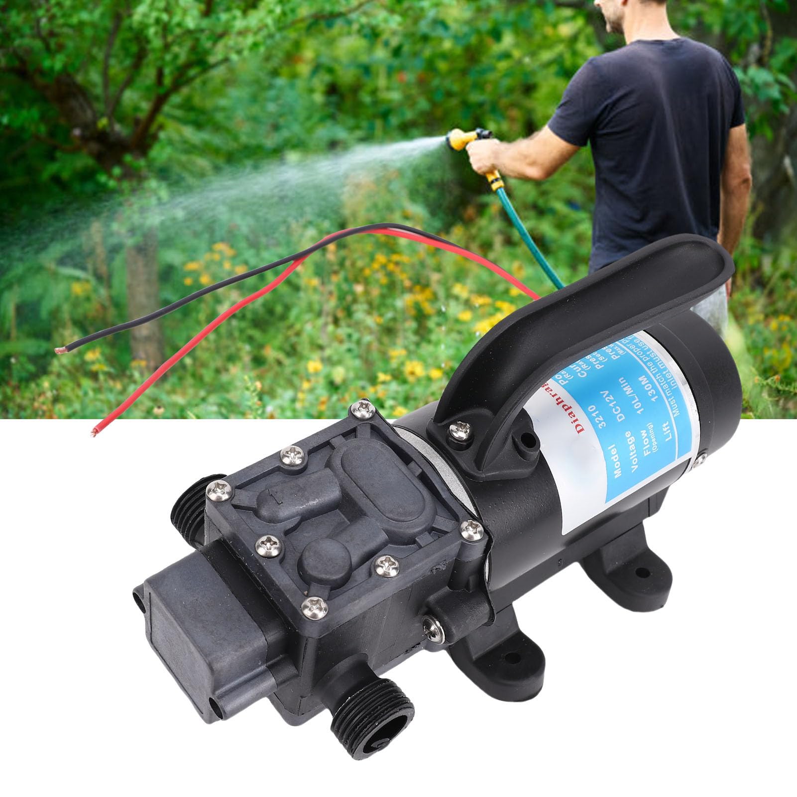 Yosoo Health Gear Elektryczna Pompa Membranowa, Konstrukcja ABS, Pompa Wspomagająca Ciśnienie Wody 45 PSI z głowicą 130 M do Samochodów Kempingowych i Użytku na Zewnątrz