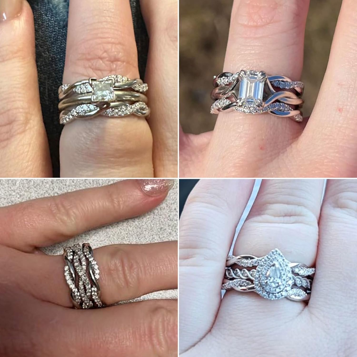 Infinity Twisted Ring Enhancers for Engagement Rings Guard Wrap Stackable Wedding Bands for Women Half Eternity Ring AAAAA Cubic Zirconia Cz Size 5-10