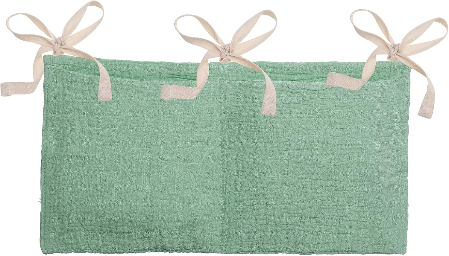 PATIKIL Bedside Hanging Bags, Cotton Milk Bottle Bib-Storage Bag 2 Pockets Nursery Organizer for Bed, Green