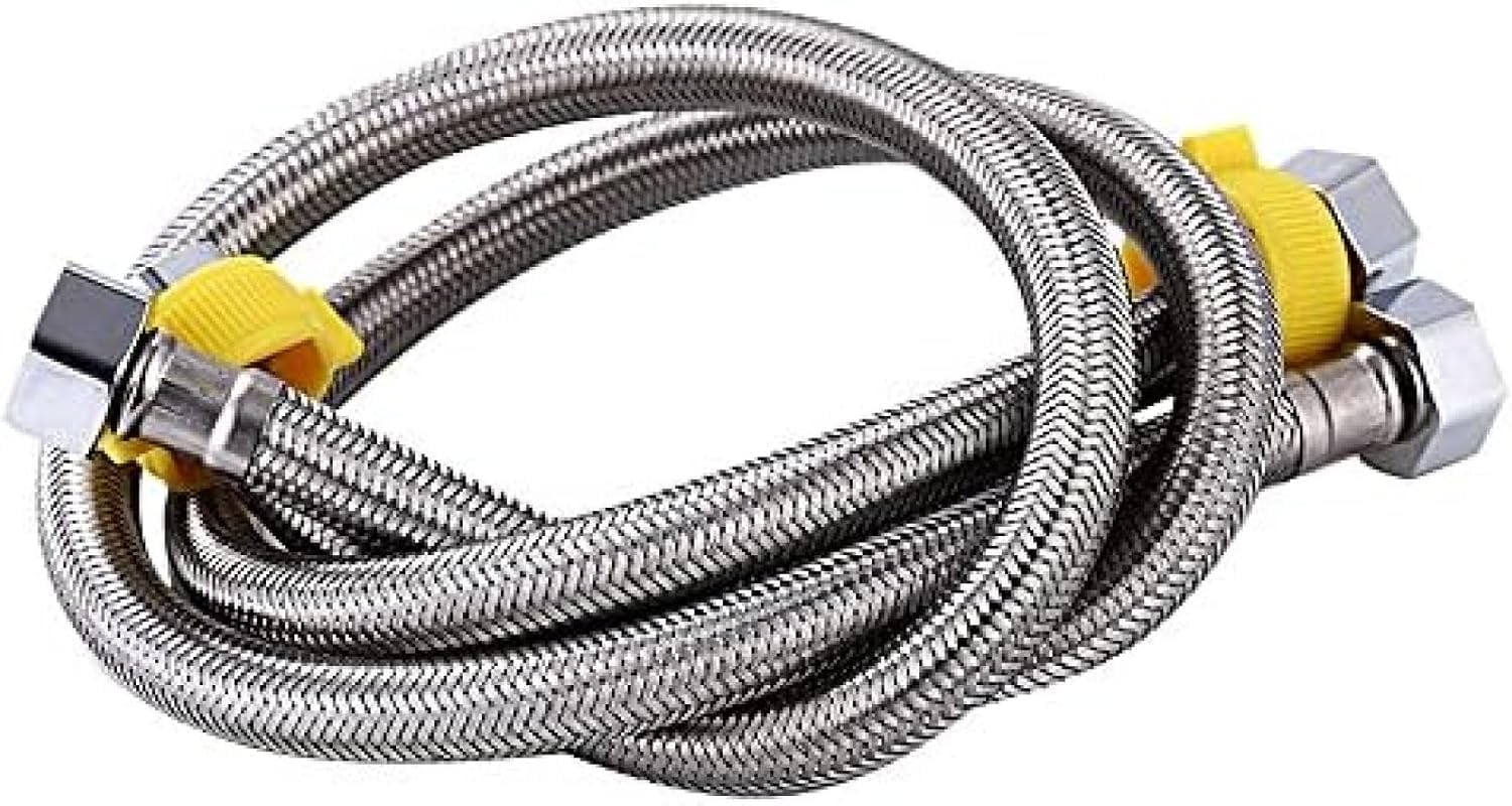 Tubo Flessibile di Ingresso dell'Acqua, Coppia di 1/2" X 1/2" Miscelatore Monoblocco da Cucina, Miscelatore Monoblocco, Tubi Flessibili, Tubo Intrecciato in Filo di Acciaio Inossidabile, 200cm