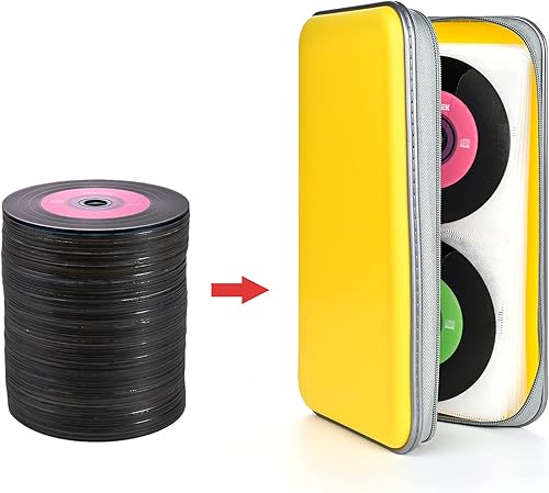 Miniatura 49 de UENTIP Estuche portátil para CD de capacidad para 96, portátil y de plástico duro, organizador de CD, cartera, almacenamiento de DVD (96, naranja)