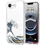 Unov Case Compatible with iPhone 16e Case Clear with Design Embossed Pattern TPU Soft Shock Bumper Absorption Slim Protective 6.1 Inch (Great Wave)
