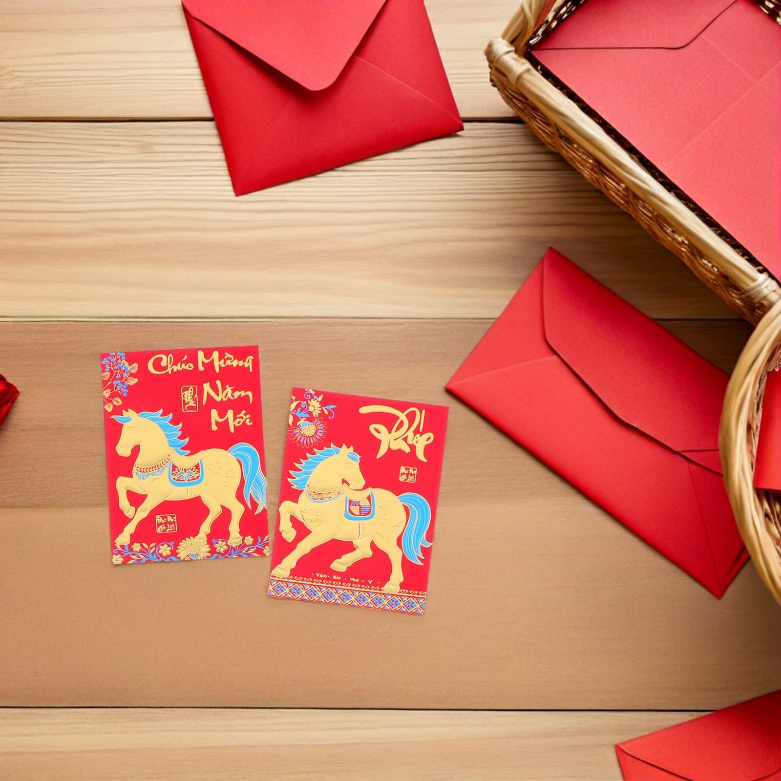 Cabilock 360 Piezas Sobres Rojos Año del Caballo Sobres de Dinero Rojos Año Vietnamita Festival de Bodas y Fiestas