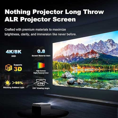 Miniatura 3 de NothingProjector - Pantalla ALR para proyector de tiro largo/estándar, 120 pulgadas, 95% de rechazo de luz de techo ambiental, 4K/8K Ultra HD, 3D