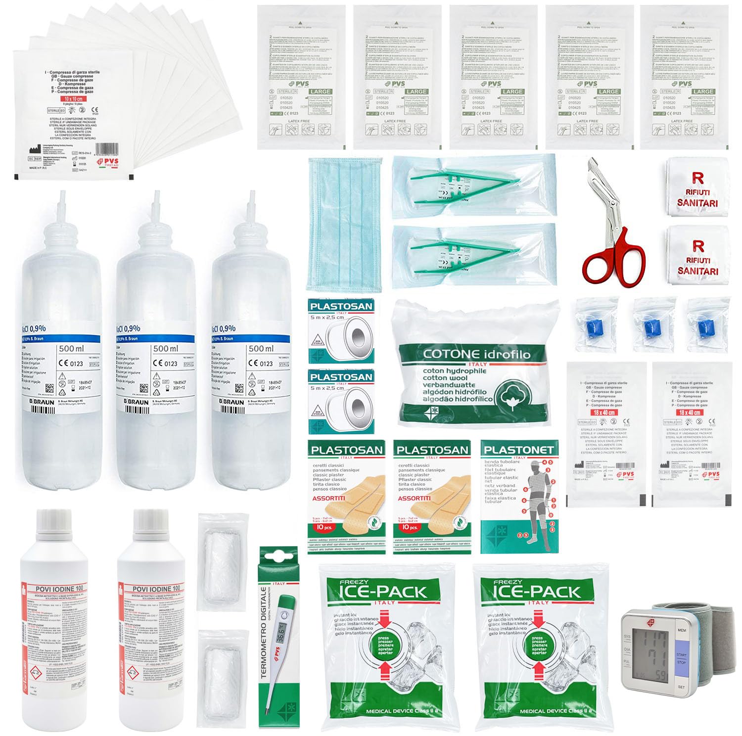 ONFARMA KIT REINTEGRO DIGIT POLSO pacchetto ricambio per cassetta medica di pronto soccorso con MISURATORE DI PRESSIONE DIGITALE DA POLSO e CARTELLO per aziende con 3 o più lavoratori