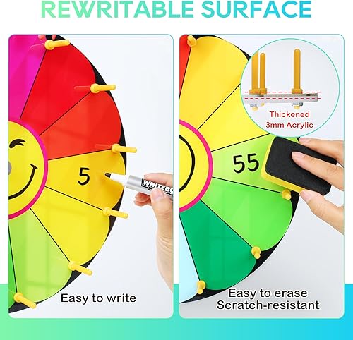 Miniatura 4 de Rueda de premio de color de 12 pulgadas, juego de la fortuna de 12 ranuras, actividades de vacaciones, fiesta, aula o educación en el hogar, patrón