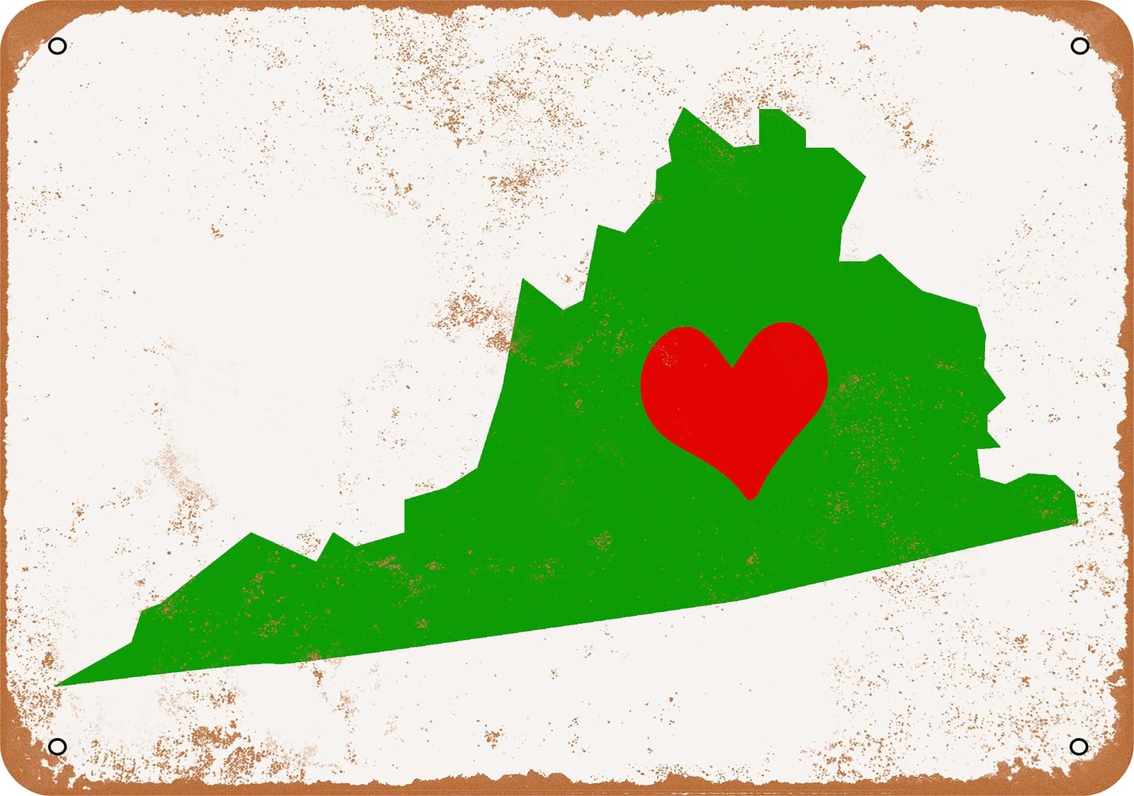 Miaomansenstore Metal Sign - Love Heart Virginia - Vintage Look Home Decor