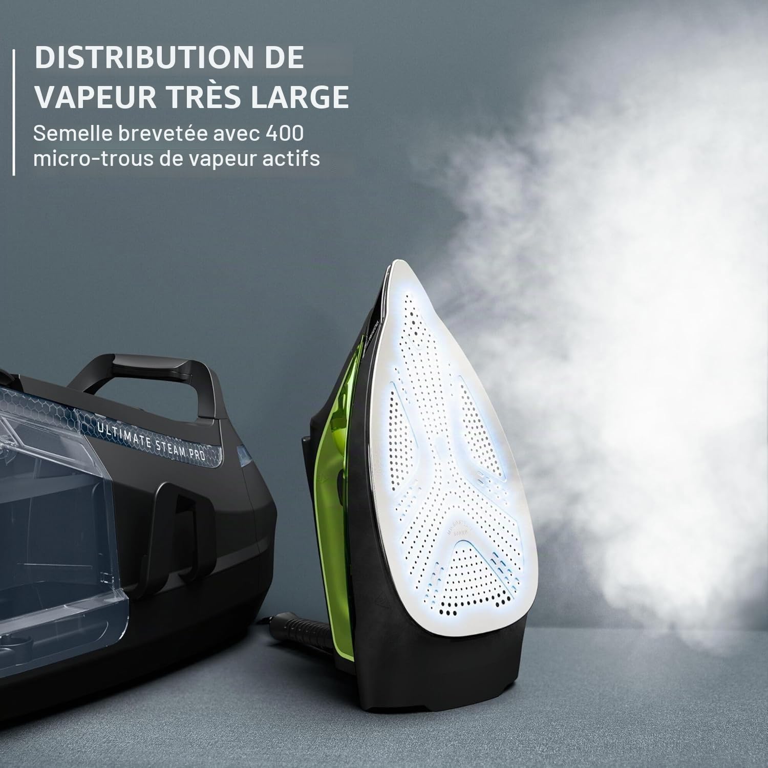 Rowenta Silence Steam Pro DG9248MAN 2800 W + semelle anti-brillance Kit exclusif avec station de repassage et semelle anti-brillance 8 bar, effet pressing 600 g/min, désinfecte vos vêtements