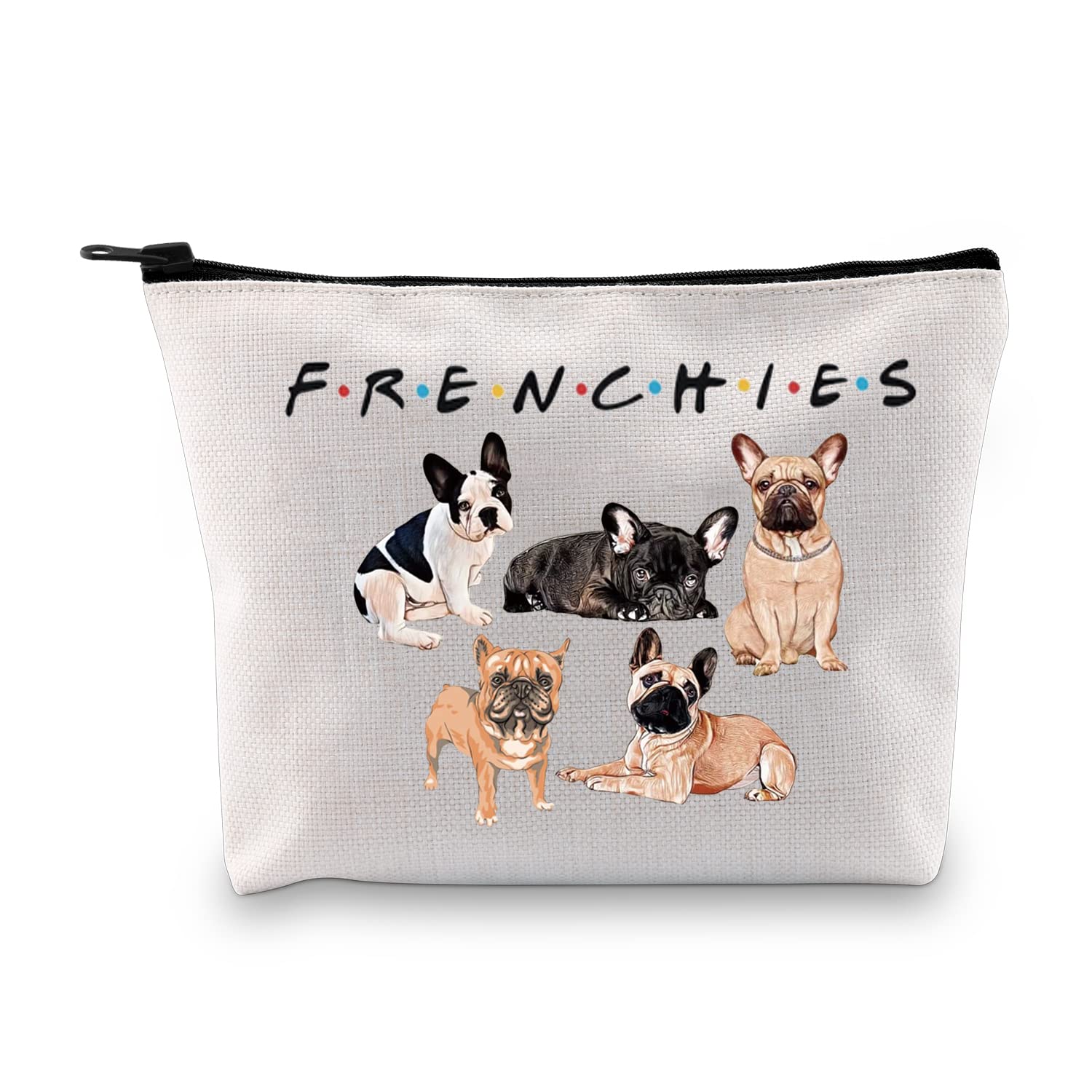 XYANFA French Bulldog Cosmetic Bag Frenchie Dog Lovers Gifts French Bulldog Gift Dog Mom Zipper Pouch, F·R·E·N·C·H·I·E·S, Fashion