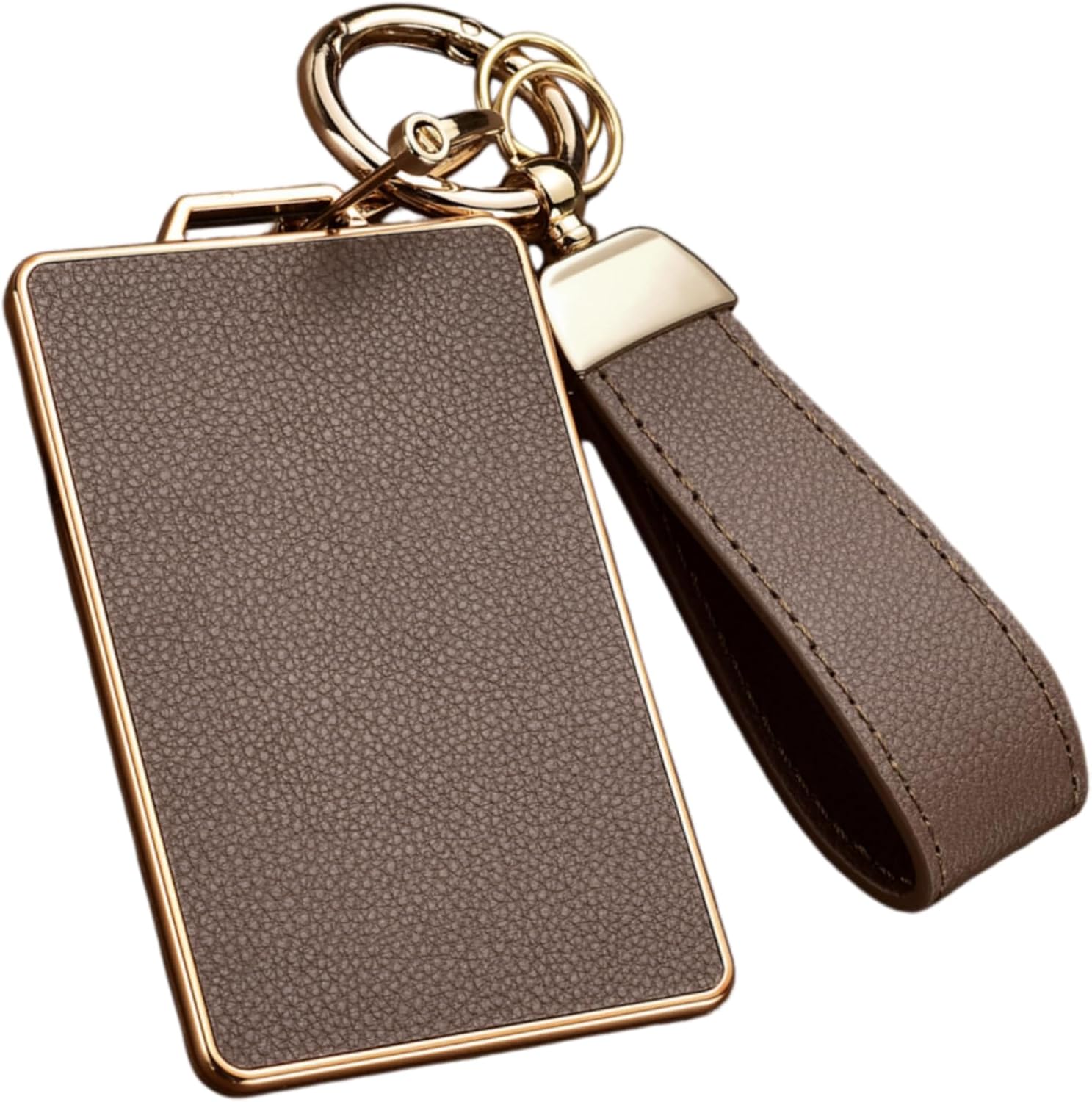 Key Card Holder Case for Tesla with Key Chain, Upper Leather + Soft TPU Card Key Cover Case Shell for Model 3 Model Y S/X Cybertruck