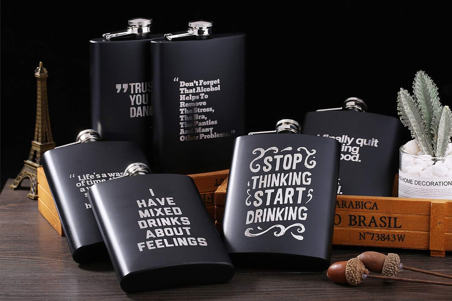 10pcs Personalized Flask Custom Hip Flask | Engraved Any Text/Logo | 8 Oz Stainless Steel Pocket Hip Flask for Shot Drinking of Alcohol, Whiskey and Vodka | Wedding Groomsmen Gift for Men