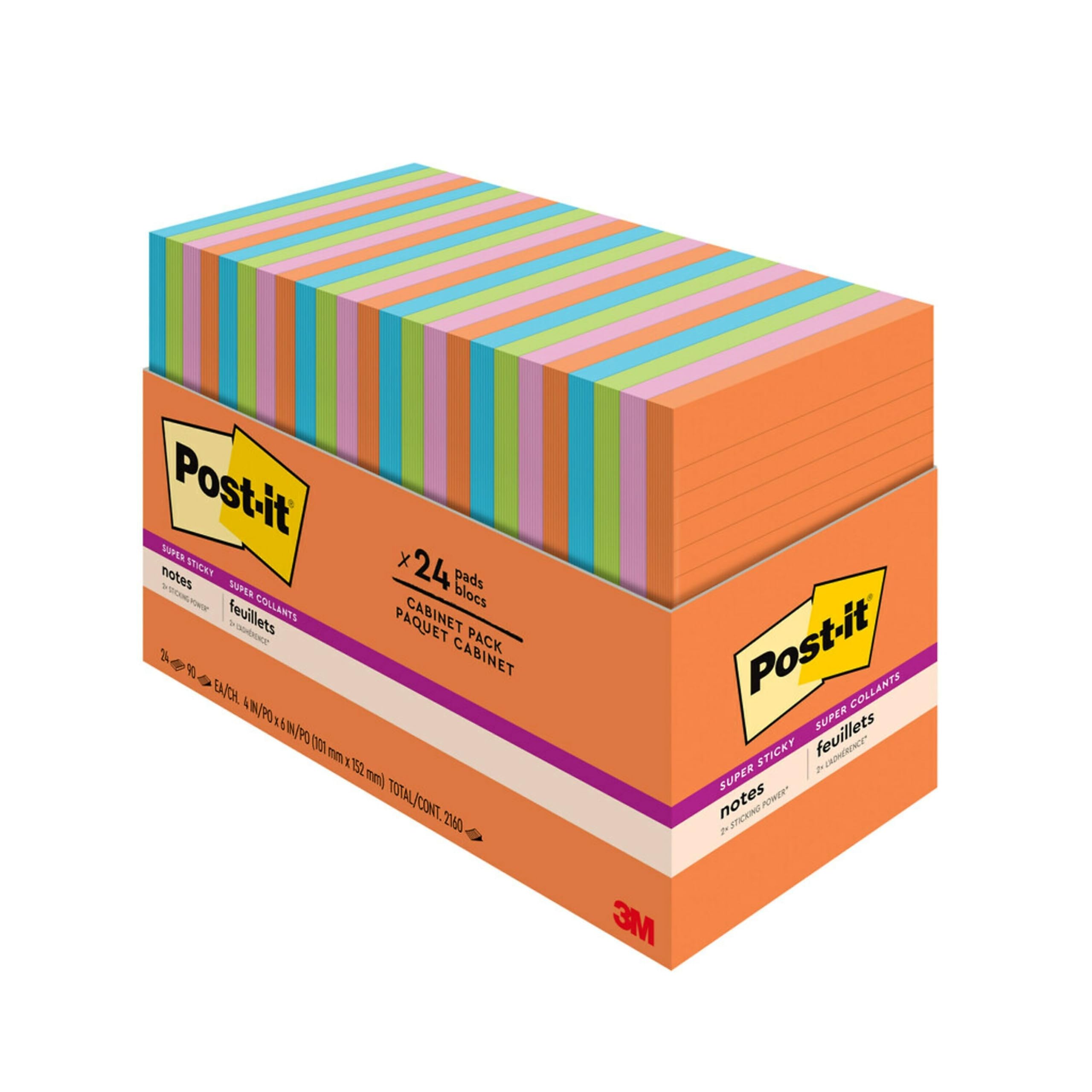 Post-it Notes repositionnables bloc super collant ligné Energy Boost 4x6 - 8