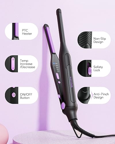 Miniatura 7 de Wavytalk Plancha plana de 310 pulgadas para cabello corto, corte Pixie y flequillo, mini alisador de pelo para bordes, plancha plana pequeña con