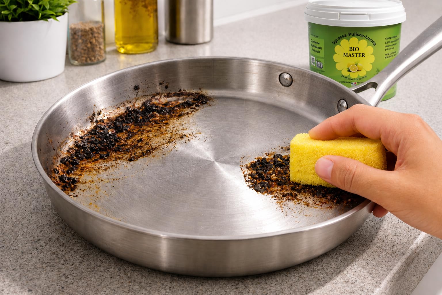 Sgrassatore Universale Naturale. Elimina il Grasso e Lucida Tutte le Superfici. Ideale per la Pulizia di Casa, Cucina, Bagno, Auto e Moto. Profumo di Limone. Con Spugna Inclusa. (4 kg)