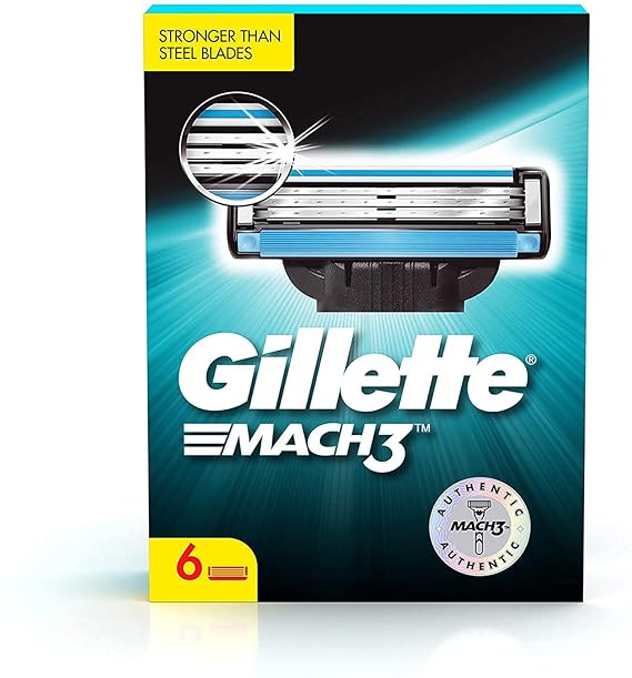 Gillette Mach 3 Shaving Blades- Pack Of 6 (Cartridges), Men