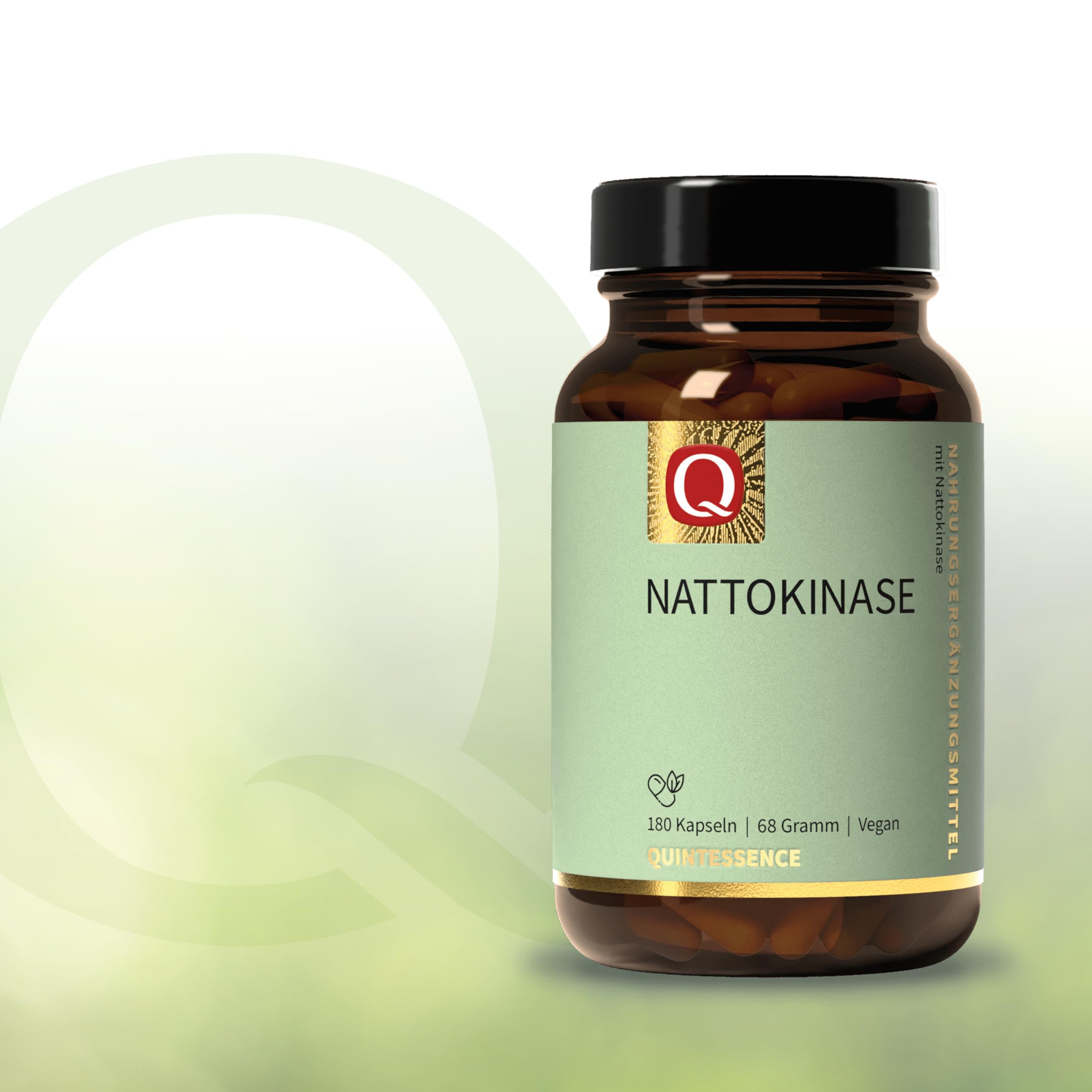 Quintessence Nattokinase Kapseln 180 Stk. - Nattokinase hochdosiert, Vegan & ohne Zusatzstoffe, Aus natürlicher Fermentation, 100mg pro Kapsel, Produziert in Deutschland
