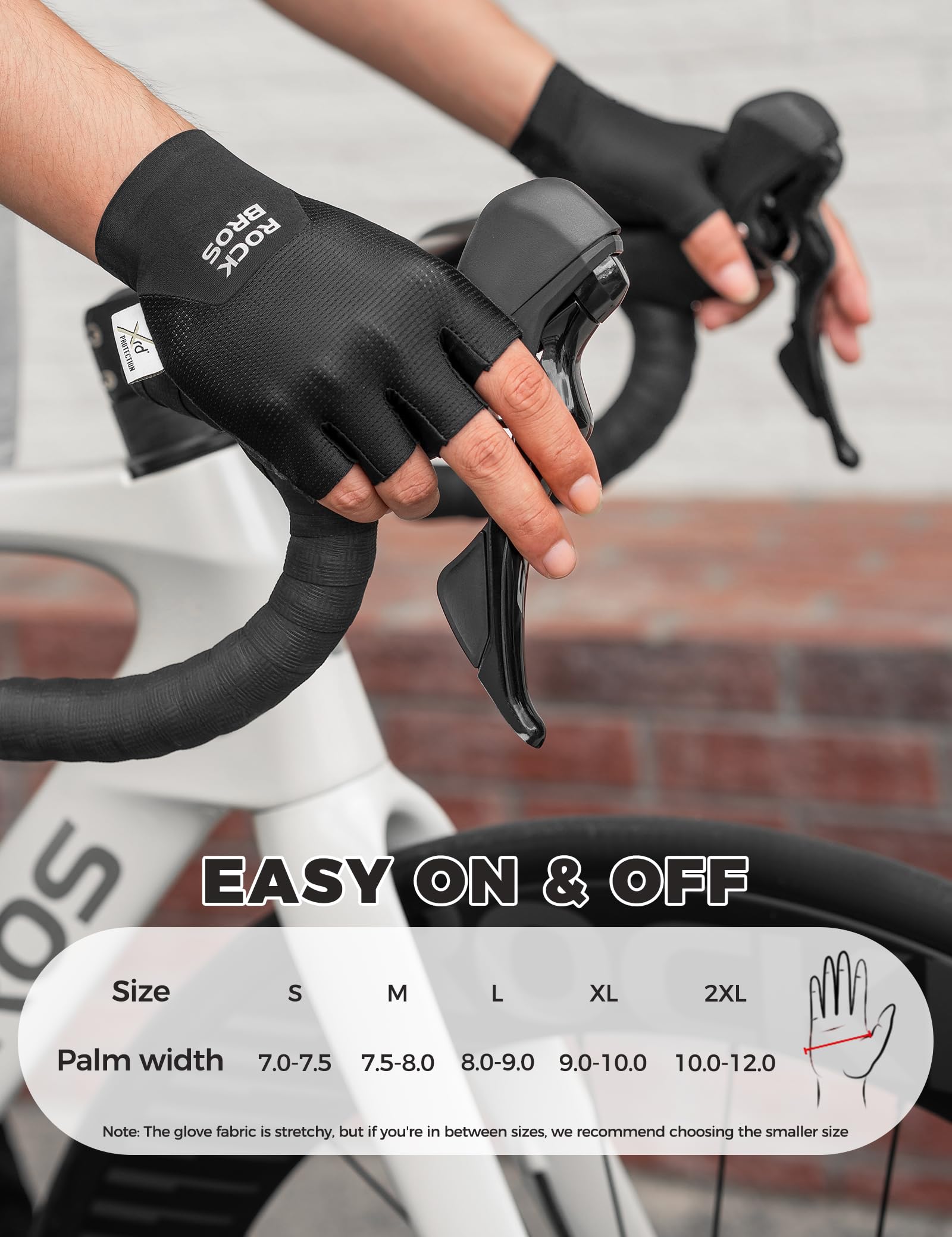 ROCKBROS Guantes Cortos de Ciclismo con Acolchado PORON XRD para Hombre y Mujer, Transpirable, Antideslizante para MTB, Bicicleta de Carretera, Deportes al Aire Libre