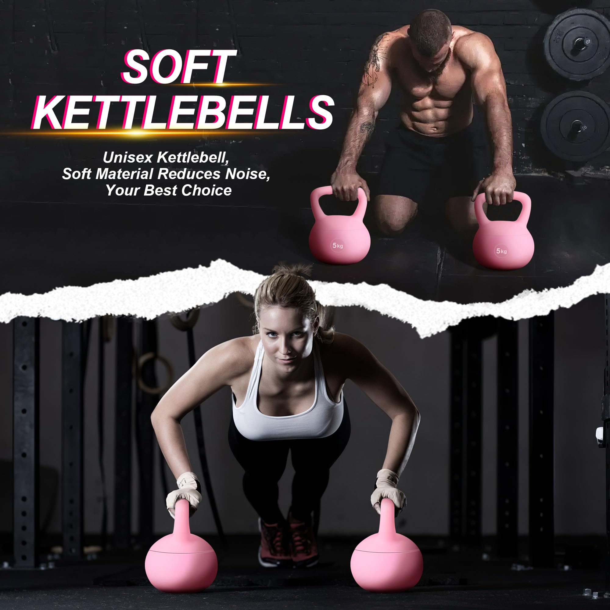 DlandHome Kettlebell - Kettlebell da 5 kg, peso per allenamento da donna e uomo, per allenamento, fitness per la casa o la palestra, colore: rosa