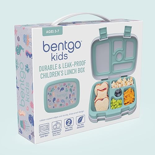Miniatura 175 de Bentgo Kids Prints - Lonchera para niños, a prueba de derrames, con 5 compartimentos, estilo bento, tamaño de porciones ideales para edades de 3 a 7