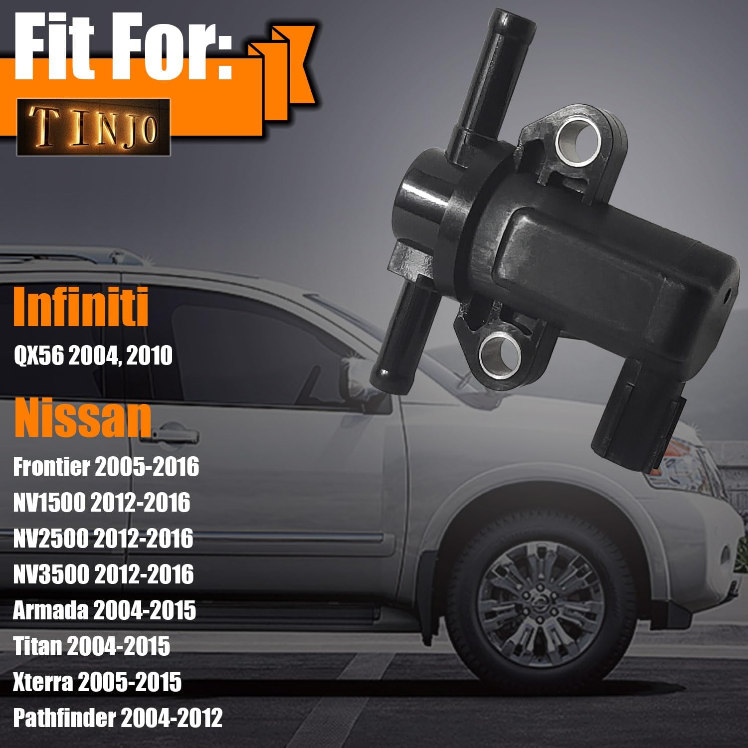 Vapor Canister Purge Valve Solenoid Fit for INFINITI QX56 2004,2010, for Nissan Frontier 2005-2016, 2012-2016 NV1500 NV2500 NV3500, 2004-2015 Armada Titan, Replace# ‎14930-7S000, Purge Solenoid Valve