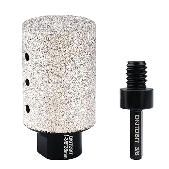 Diamond Coated Finger Bit, 1-3/8 Tile Milling Bit to Enlarge Polish Shape Holes on Porcelain Ceramic Marble Granite Tile Countertop, with 5/8-11 Thread to 3/8 Hex Shank Adapter, Diameter 35mm