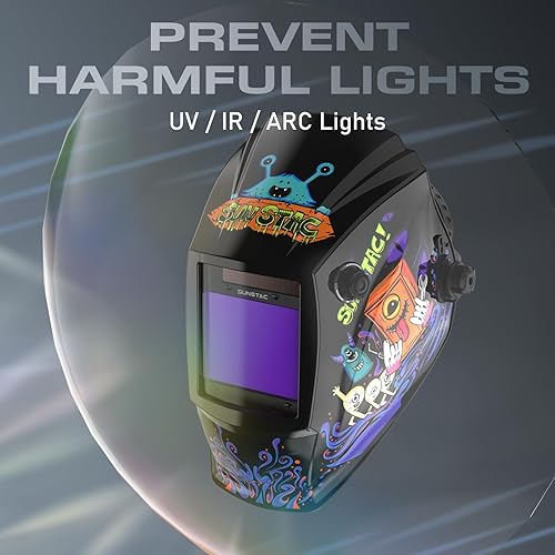 Miniatura 3 de Casco de soldadura con oscurecimiento automático, pantalla de visualización grande de 3.94 x 3.27 pulgadas, potencia solar de color real, 4 sensores