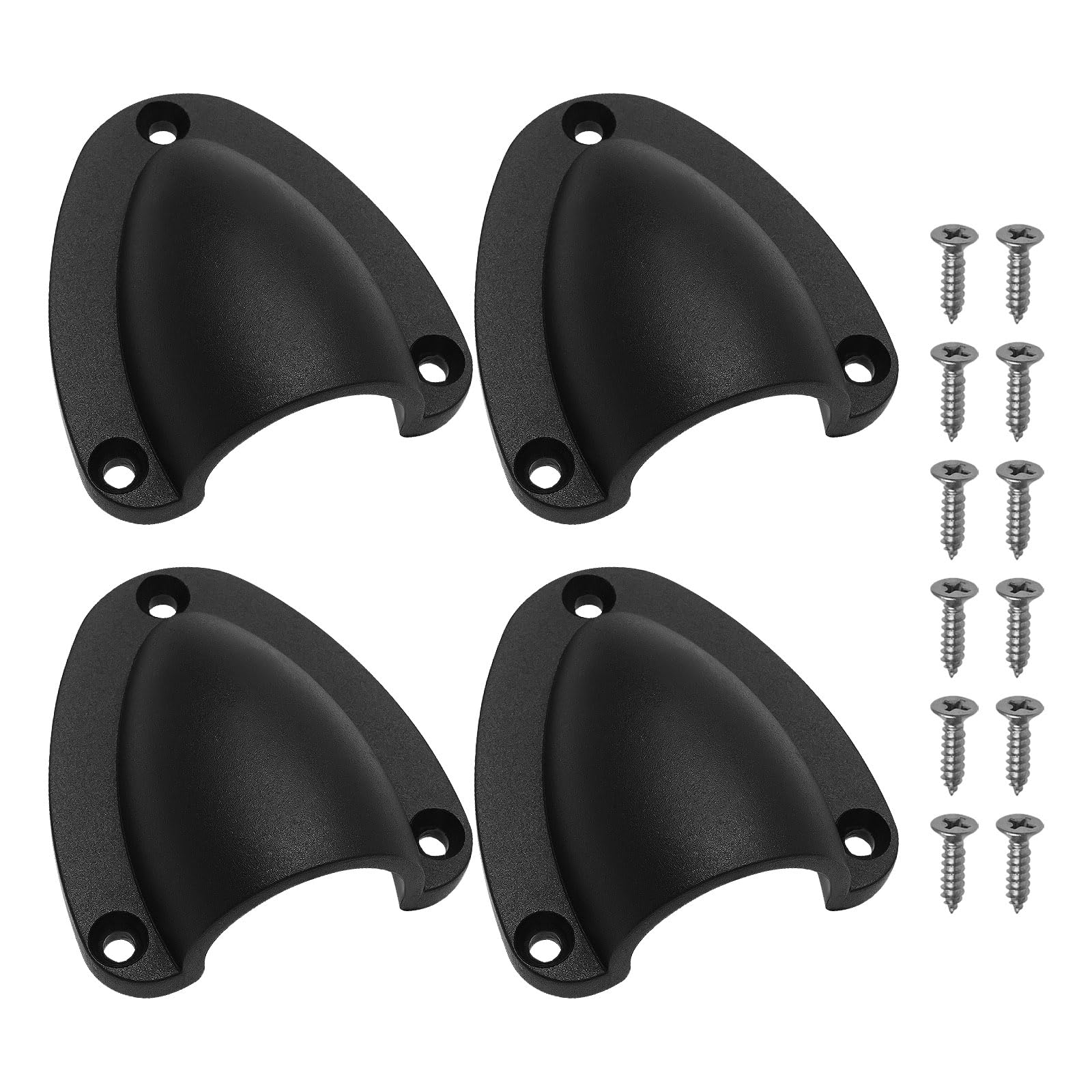 Lot de 4 Couvercles d'aération en Nylon pour Câbles Marins avec Vis Ou pour Yachts Bateaux Navires (Taille S/Noir)
