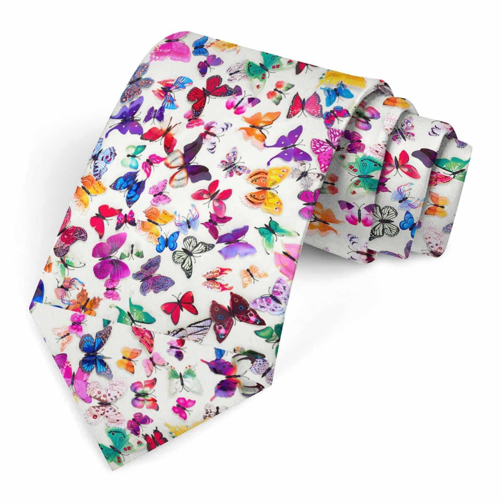 Muntayson Colorful Butterflies Mens Tie Men's Necktie Ties for Mens Daily Wedding Party Business