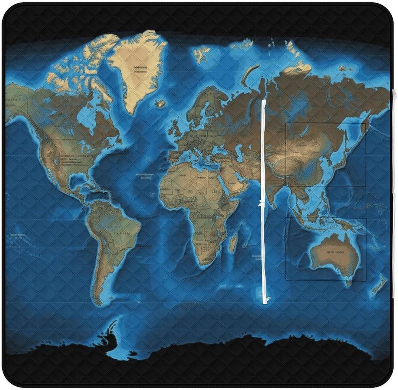 World Map Picnic Blanket 150x150cm, Foldable 2-in-1 Picnic Mat and Tote Bag Portable Waterproof Beach Mat Sandproof Outdoor Blanket for Park, Hiking, Beach, Camping, Travel