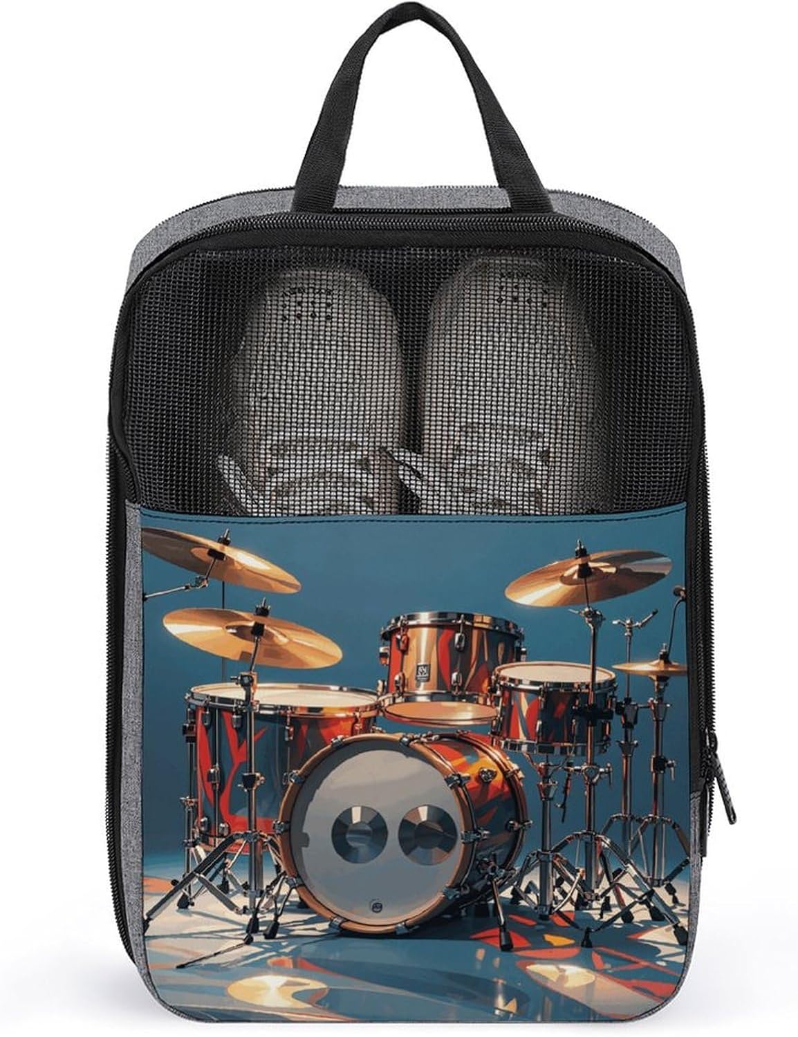 Cool Drum Set Shoe Bags for Travel Golf Shoe Dust Bags for Man And Women Waterproof Travel Shoe Bags with Zipper for Packing Portable Shoe Pouch with Handle