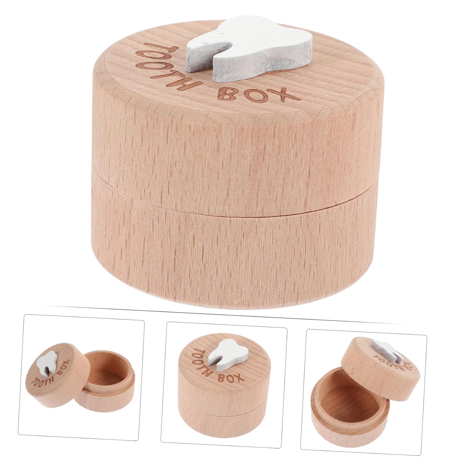 Boys and Girls Teeth Keepsake Box Wooden for Fetal Hair and Tooth Storage image 5