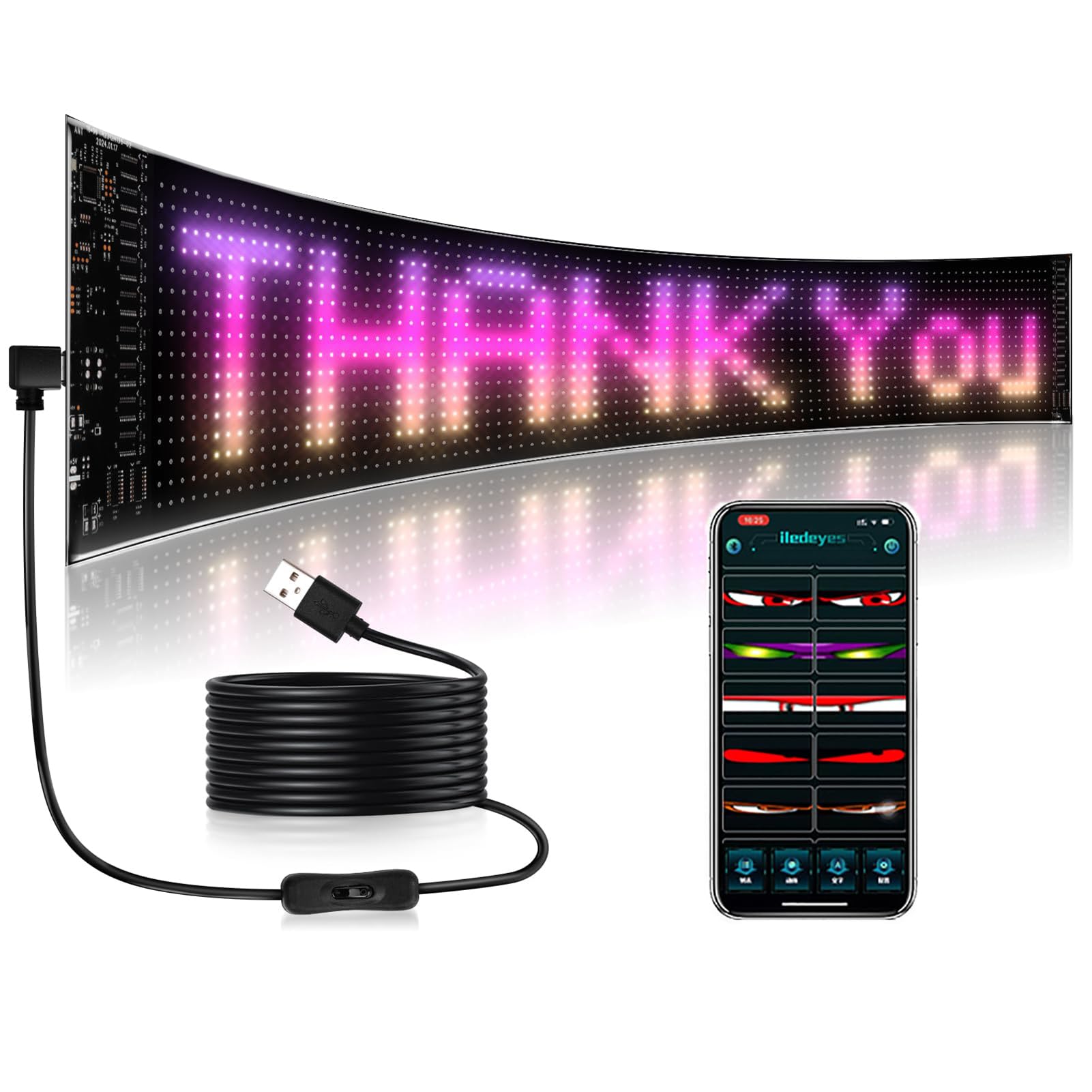 Letrero LED Devil Eyes para Camiones y Coches de 32x128 Píxeles 20x67.5 cm 1