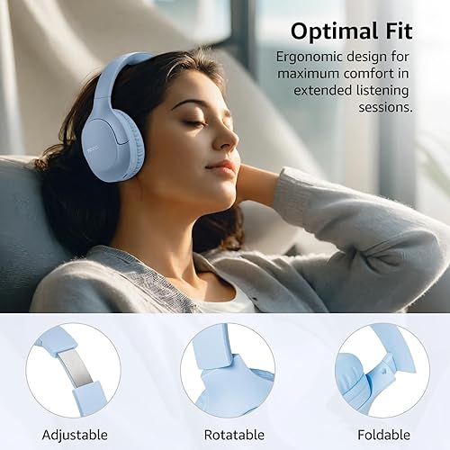 Miniatura 8 de TOZO HA1 Auriculares Bluetooth 5.4 sobre la oreja, 70 horas de reproducción con micrófono, auriculares plegables inalámbricos, sonido estéreo de