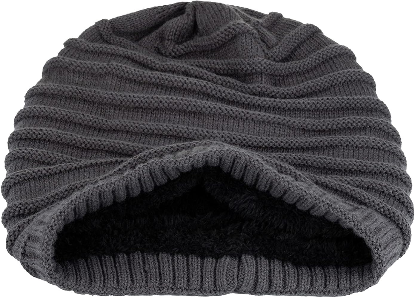 Women Men Solid Color Skully Hat Comfy Soft Fuzzy Lined Knitted