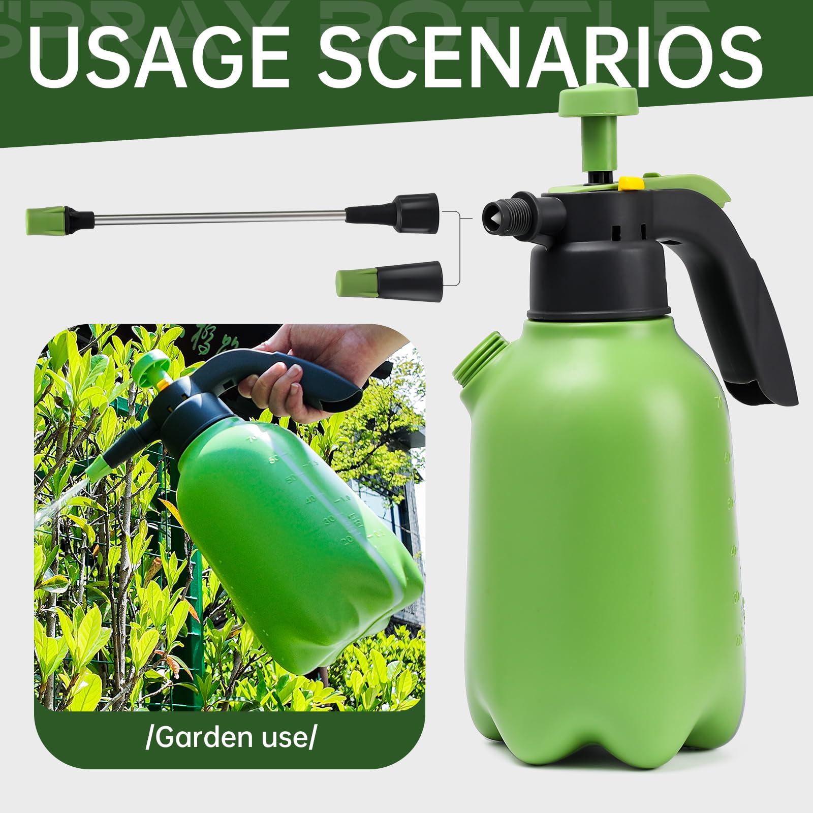 Amazon.com : Garden Pump Sprayer, 1/2 Gallon Hand Pump Spray Bottle for  Plants, Pressure Water Spray Bottle in Lawn and Garden Yard, Weed Chemical  Sprayer with 2 Adjustable Nozzle & Safety Pressure