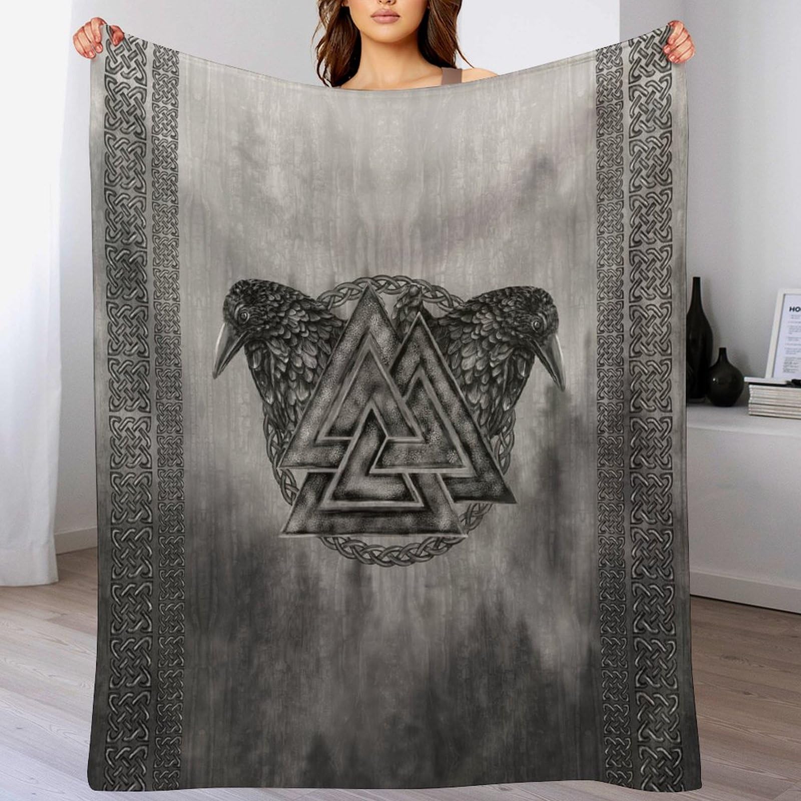 Couverture flanelle Viking haut de gamme et jet de canapé de luxe chaud
