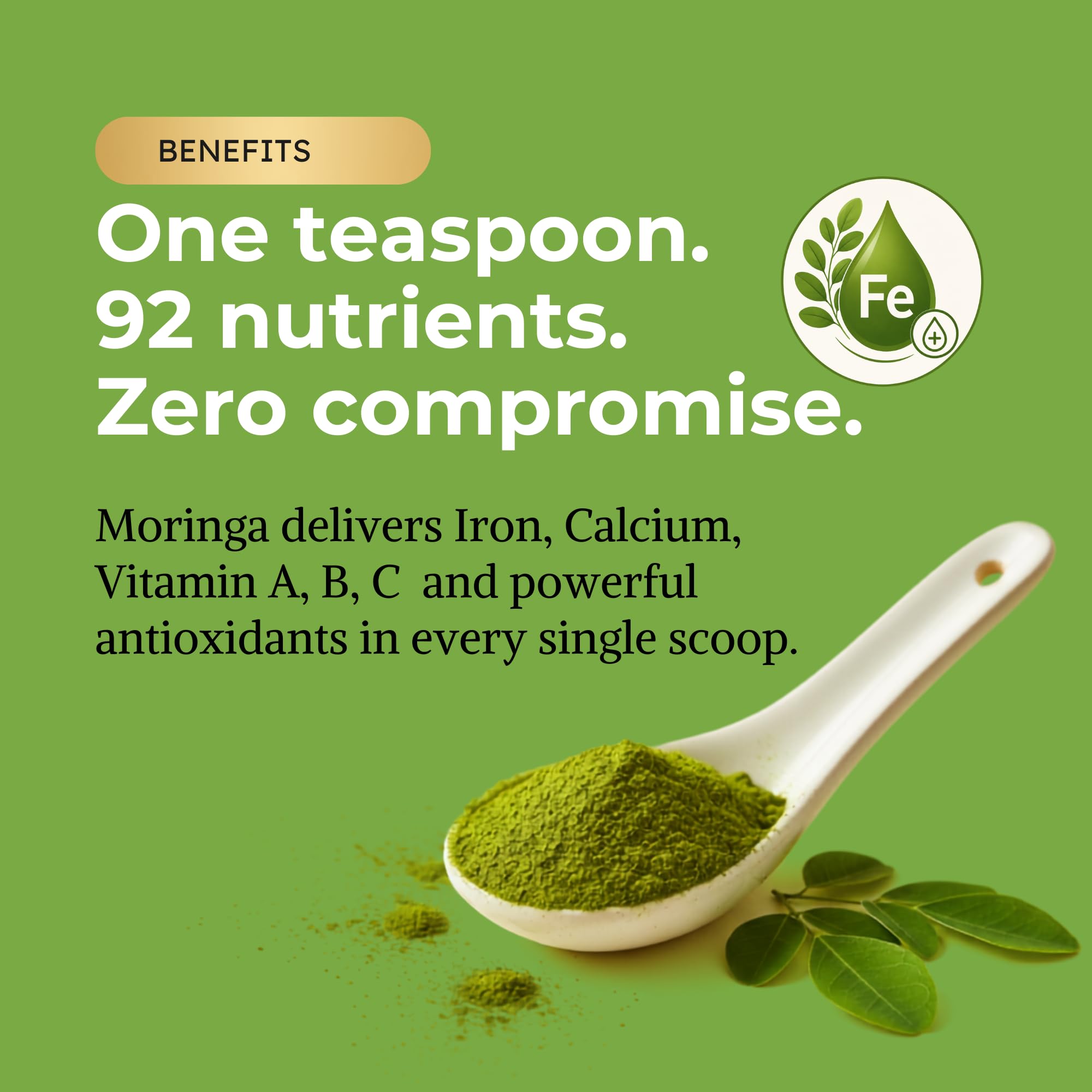 KINETQ Organic Moringa Leaf Powder 200g (2x100g) | Rich in Iron & Protein product image 7