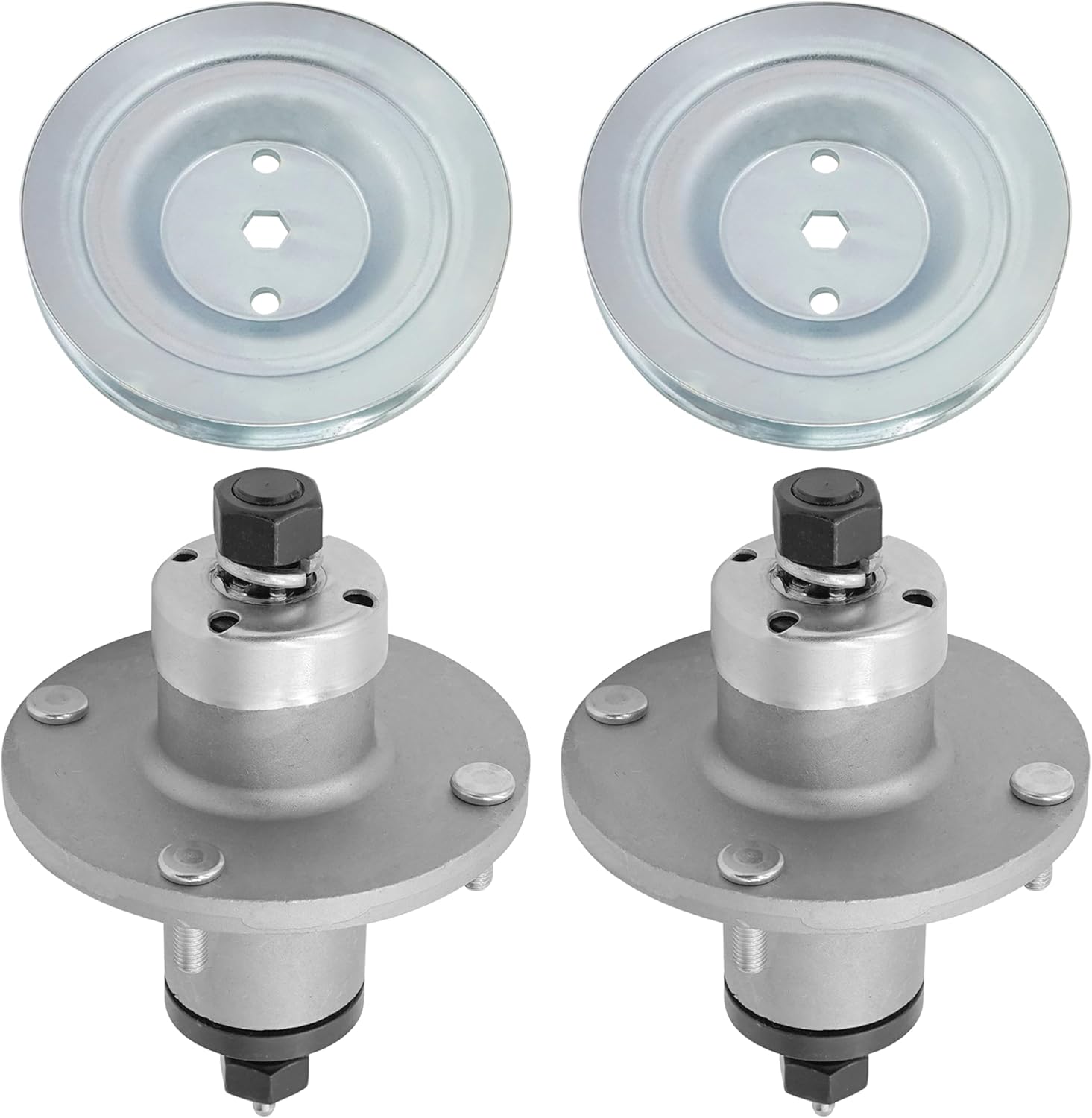 Caltric 46" Deck Spindle & Pulley Compatible with John Deere S130 S240 AM136733 AM143469 AM134292 AM137483 GX21381